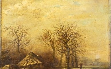 Andrea Gerrit Jacobsen (1806 - 1868): winter landscape with a...