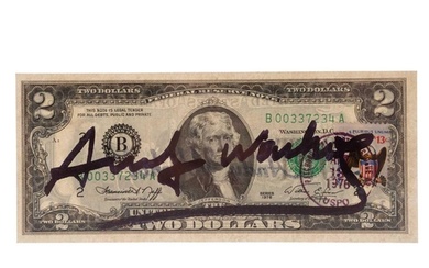 Andy Warhol (1928-1987), a Two Dollar Thomas Jefferson bill,...