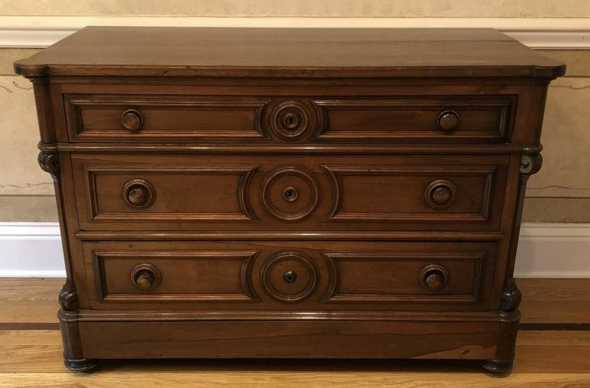 Antique 19th C American Victorian Carved Dresser