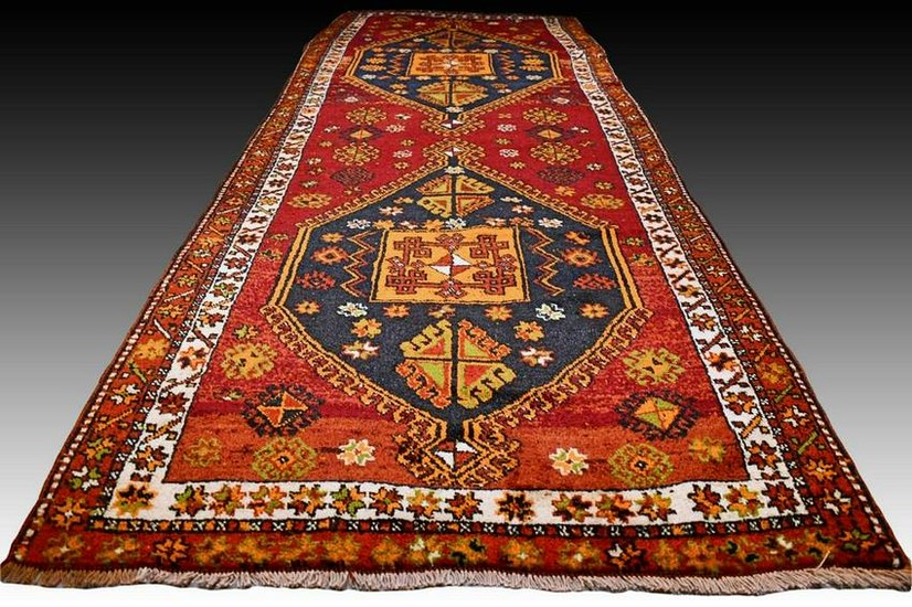 Antique Anatolian Kazak runner rug - 10.4 x 4