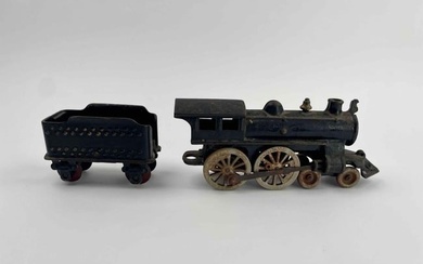 Antique Cast Iron Trains and Railroad Cart