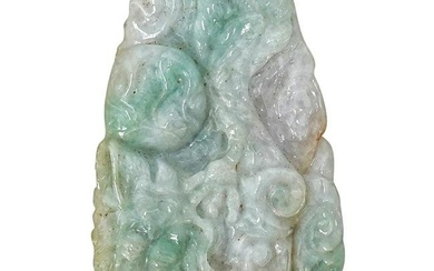 Antique Chinese Carved Jade Phoenix And Dragon Amulet