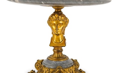 Antique French Empire Barbedienne Gilt Bronze & Marble Centerpiece