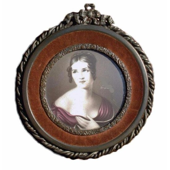 Antique Miniature Portrait of a Lady