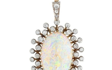 Antique Opal and Diamond Pendant