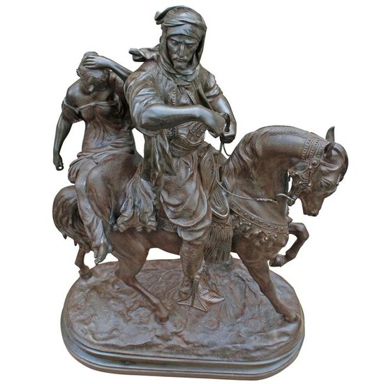 Antique Sculpture Double figure,Equestrian group, Arab