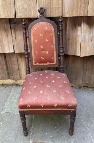 Antique Victorian Carved Upholstered Child's Chair