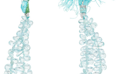 Aquamarine Hank Stones: Pear-shaped aquamarine briolettes Element: Silk thread...