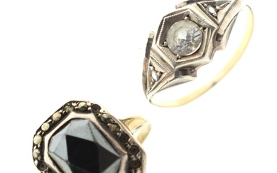 Art Deco-style marcasite and hematite cluster ring
