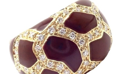 Authentic! Roberto Coin Giraffe 18k Yellow Gold Enamel Diamond Ring