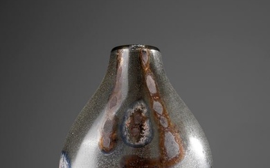 BARBINI Pyriform vase with flattened section, Murano.