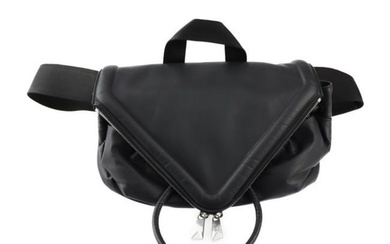 BOTTEGA VENETA Belt bag Waist 659419 Leather Black Silver hardware Body 2WAY Handbag