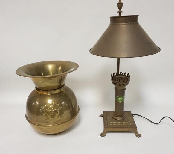 BRASS SPITTOON & ORIENT EXPRESS DESK LAMP