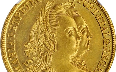 BRAZIL. 6400 Reis, 1783-R. Rio de Janeiro Mint. Maria I and Pedro III. NGC Unc Details--Cleaned.