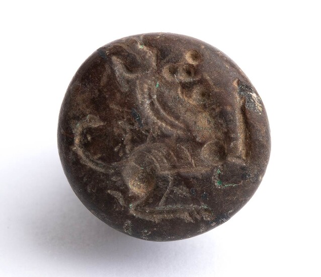 Bactrian Stone Cone Seal with Dragon; Central Asia, Oxus...