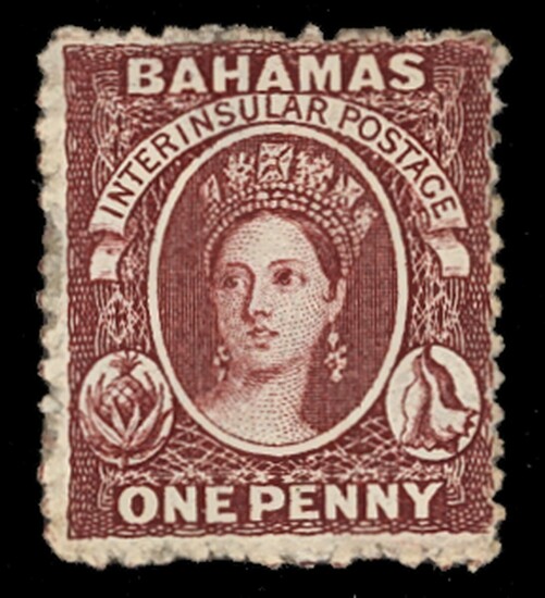 Bahamas 1862 No Watermark Perforated 13 1d. brown-lake, unused with part original gum, fine and...