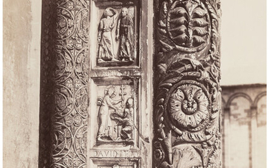 Bisson frères (1841-1864), Arch of Titus, Rome (detail); Jambs of the door of the Baptistery, Pisa (two works) (Circa 1860)