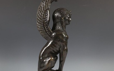 Black patinated bronze sculpture;, Sphinx, h. 34 cm....