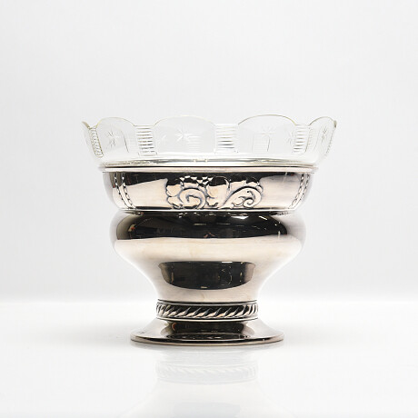 Bowl with glass insert nickel silver Skål med glasinsats nysilver