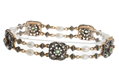 Bracelet from the 40's in 18k gold and sterling silver