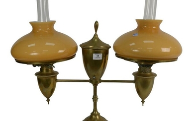 Bradley and Hubbard Double Brass Student Lamp having