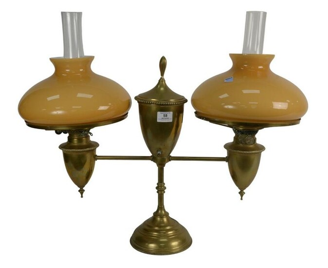 Bradley and Hubbard Double Brass Student Lamp having