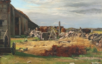 C. F. Aagaard: “Ved Skovløberhuset. Fra Sverrig”. Signed and dated C. F. Aagaard 1892. Oil on canvas. 40×54 cm.