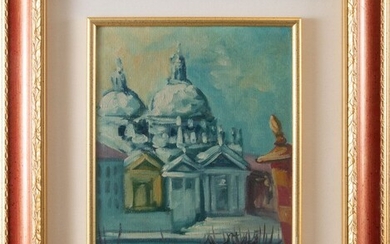 CAMILLO FAIT (Milano 1935) "Chiesa della Salute". Olio su tela. Cm 40x30. Opera firmata in...