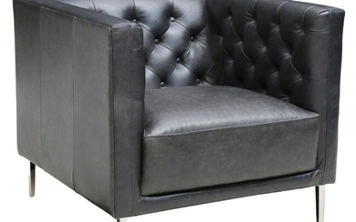 CB2 SAVILE LEATHER CHESTERFIELD STYLE CLUB CHAIR