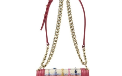 CHANEL Boy Chanel Tweed Chain Bag Shoulder Clutch Leather Pink Multicolor