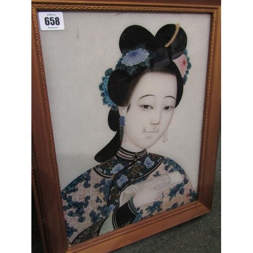 CHINESE SCHOOL, reverse glass painting, "Portrait of Young L...