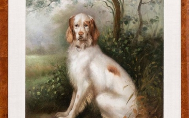 CONTINENTAL SCHOOL, Contemporary, Portrait of a setter., Oil on canvas, 24" x 20". Framed 30.5" x 26.5".