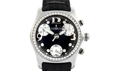 CORUM - a factory diamond set stainless steel Bubble chronograph wrist watch, 35mm.