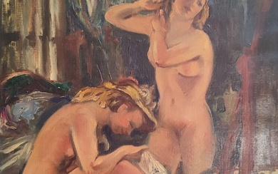 CREIXANS Pierre (1893-1968) Deux nus féminins Toile signée en bas à droite (accident) Haut. :...