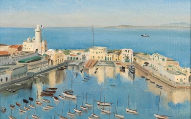 Camille LEROY (1905-1995) Vue de l’amirauté, port d’Alger Huile sur toile signée en bas à...