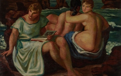 Camille LIAUSU (1894-1975) Les baigneuses Importante Huile sur toile signée et datée en bas à...