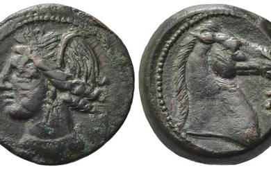 Carthaginian Domain, Sardinia, c. 264-241 BC. Æ (20mm, 5.39g). Wreathed...