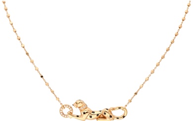 Cartier 18K rose gold 'Panthère De Cartier' necklace set with diamond and tsavorite garnet.