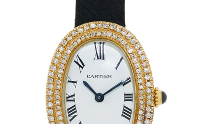 Cartier, Baignoire, réf. 78094, montre en or 750 sertie de diamants, années 1980Mouvement: cal. ETA 2512-1/73-1, mécanique, 17 rubisBoît