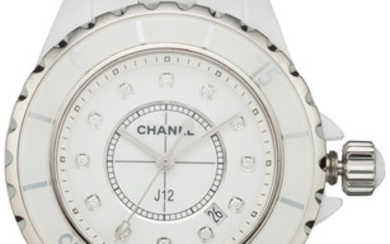 Chanel 38mm White Ceramic Diamond J12 Watch Condition: 2...
