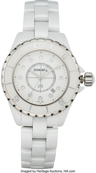 Chanel 38mm White Ceramic Diamond J12 Watch Condition: 2...