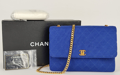 Chanel Timeless blue cotton shoulder bag - 1990s