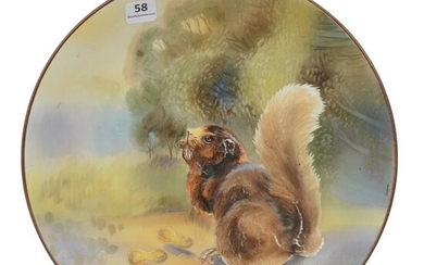 Charger Marked Nippon, Blown Mold Squirrel Decor