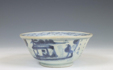 China, a blue and white porcelain 'Hatcher Cargo' 'Red Cliff' bowl, circa 1640