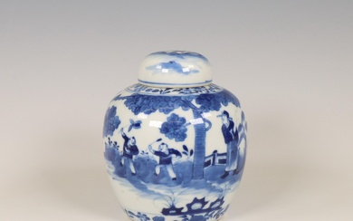 China, blue and white porcelain ginger jar and cover, 18th century