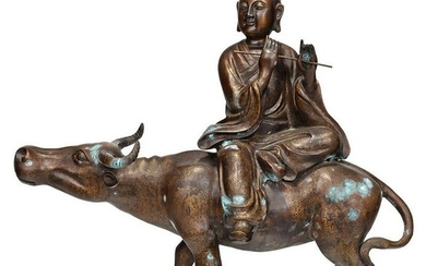 Chinese Bronze Figure, Rider on Water Buffalo