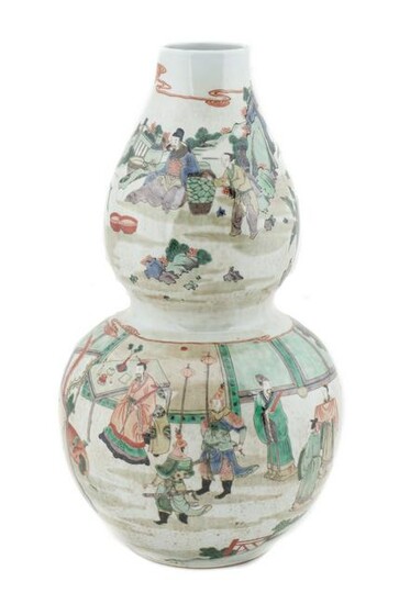Chinese Kangxi Wucai Double Gourd Vase