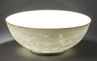 Chinese Ming style eggshell porcelain dragon bowl