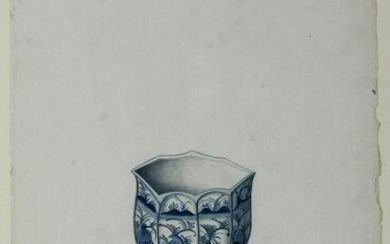 Chinese School circa 1750 Polygonal Blue and White