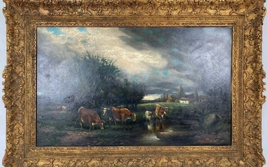 19th c. Clive Harding Large Oil on Canvas Dated 1886